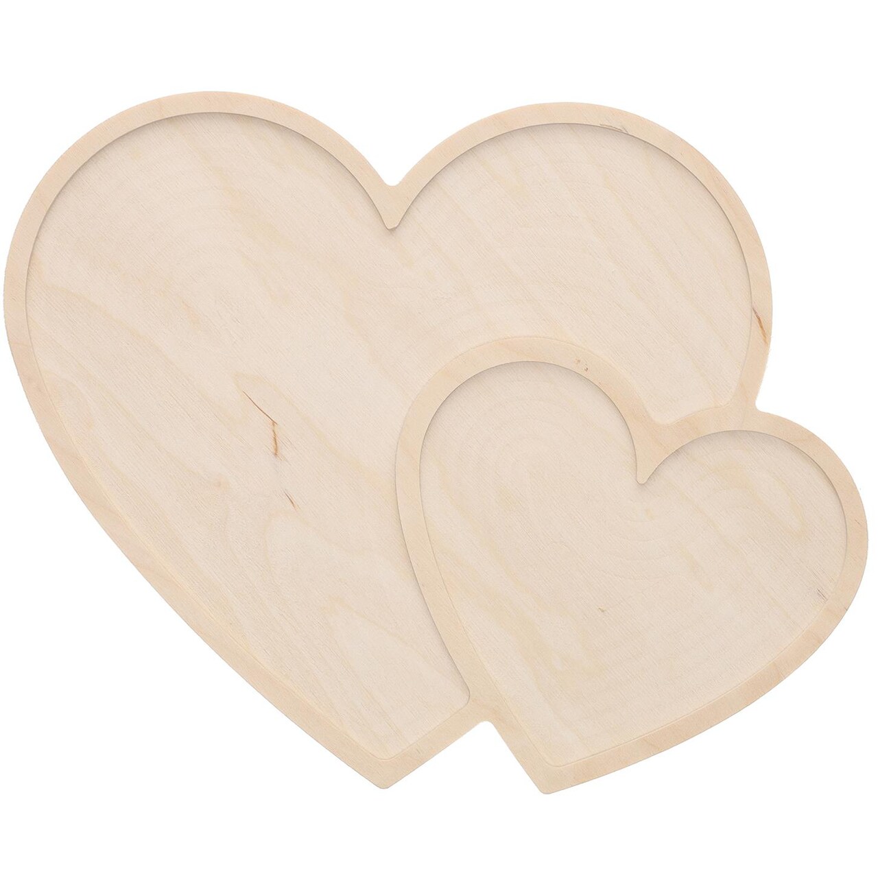 Welled Wood Surface, Hearts Shaped, 11.3" X 9", For Wooden Trays, Crafts And Decorations, Welled Center For Resin Design Or Paint - Decoupage, Engraving, Wood Burning